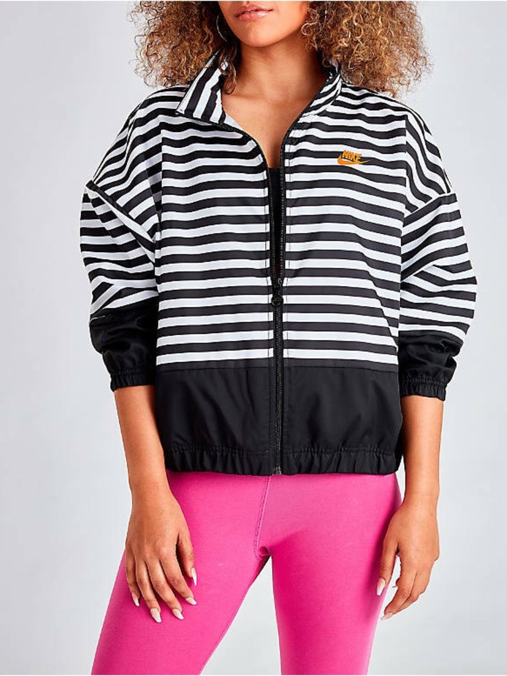 🔥 Nike Air Woven Black & White Striped Zip Jacket, SZ M 🔥 SOLD OUT & ADORABLE! 🐼